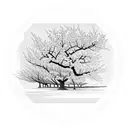 Cherry blossom tree with leaves blowing away in the wind and some leaves turning into birds tattoo design idea