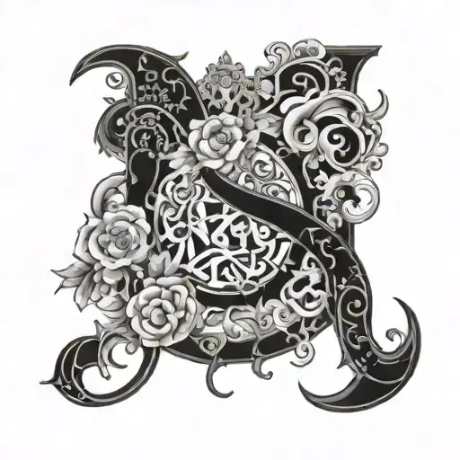 combine initials with N H R with design tattoo design idea