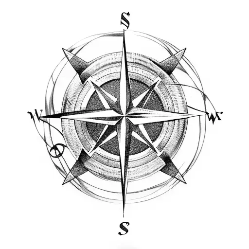 A compass rose intertwined with guitar strings, symbolizing your love for music and seafaring tattoo design idea