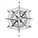 A compass rose intertwined with guitar strings, symbolizing your love for music and seafaring tattoo design idea