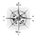 A compass rose intertwined with guitar strings, symbolizing your love for music and seafaring tattoo design idea