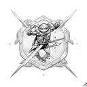 ninja turtle, Puerto Rico flag, buff tattoo design idea