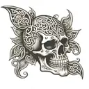 celtic skull soft shading tattoo design idea