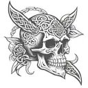 celtic skull soft shading tattoo design idea