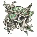 celtic skull soft shading tattoo design idea