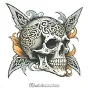celtic skull soft shading tattoo design idea