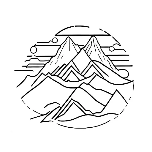 Kanye Teton mountains outline tattoo design idea