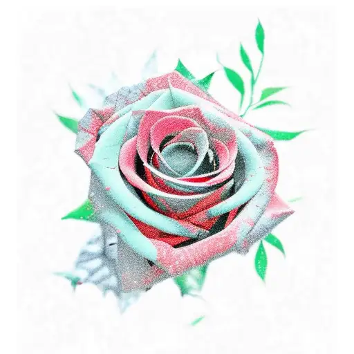 red roses and green leaves tattoo design idea