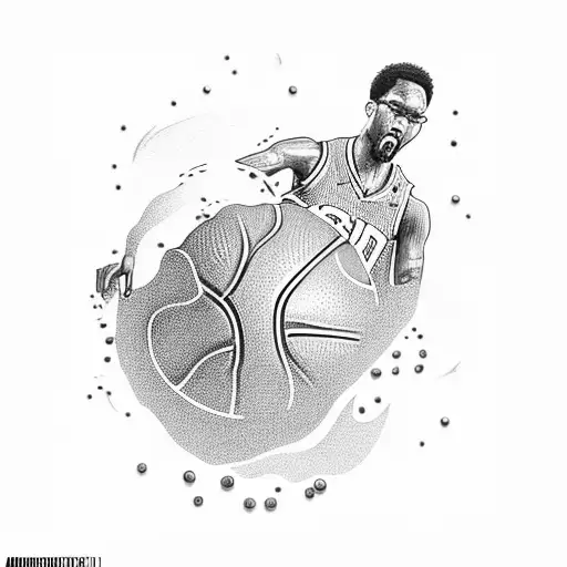 A basketball player dribbling up a winding hiking trail tattoo design idea