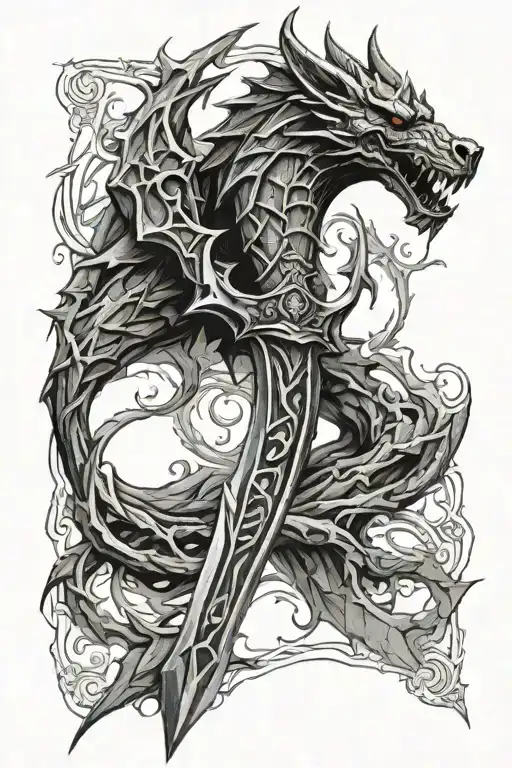 skyrim daedric sword tattoo tattoo design idea