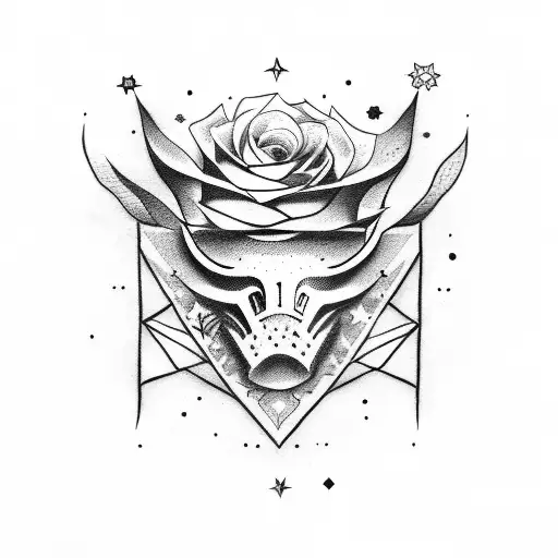 Rose, Poison, Fire, Stars, and masquerade mask  tattoo design idea