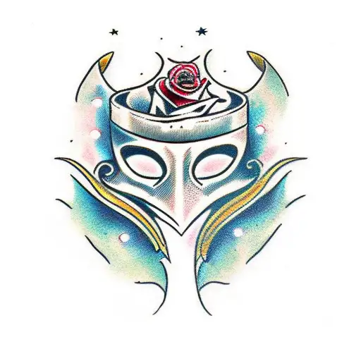 Rose, Poison, Fire, Stars, and masquerade mask  tattoo design idea