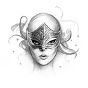 Rose, Poison, Fire, Stars, and masquerade mask  tattoo design idea