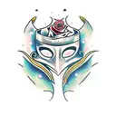 Rose, Poison, Fire, Stars, and masquerade mask  tattoo design idea
