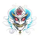 Rose, Poison, Fire, Stars, and masquerade mask  tattoo design idea