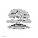bonsai tree surrounded by falling leaves tattoo design idea