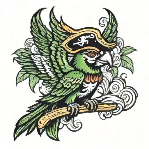 pirate parrot old school tattoo design incorporating elements tattoo design idea