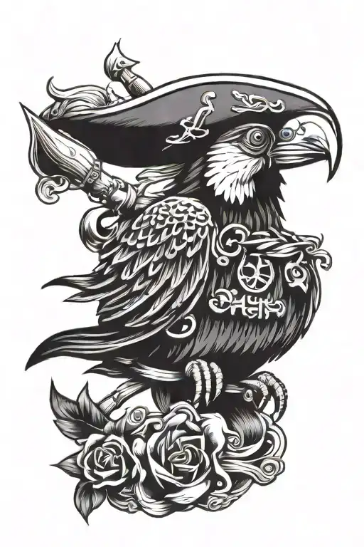 pirate parrot old school tattoo design incorporating elements tattoo design idea