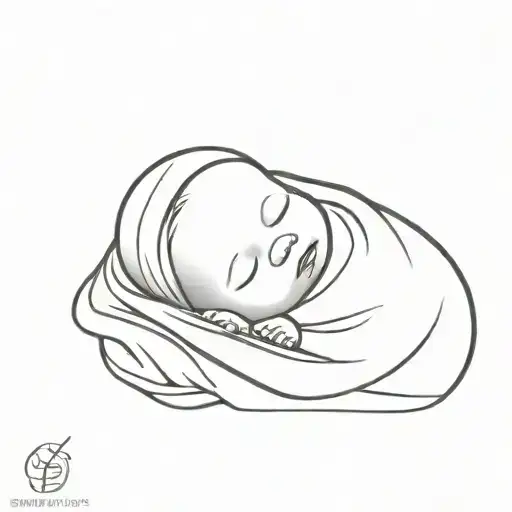 swaddled infant sleeping tattoo design idea