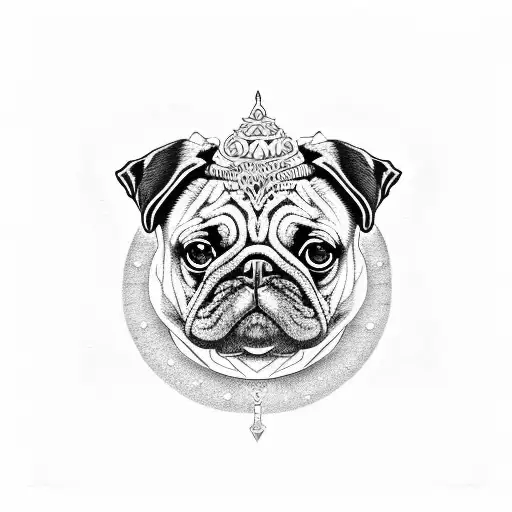 pug buda tattoo design idea