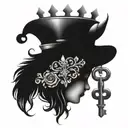 queen crown lock & key design inspired tattoo   tattoo design idea
