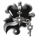 queen crown lock & key design inspired tattoo   tattoo design idea
