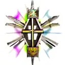 The tattoo is a large, vibrant, and 3D design that spans the entire arm. A Christian cross takes center stage, symbolizi tattoo design idea