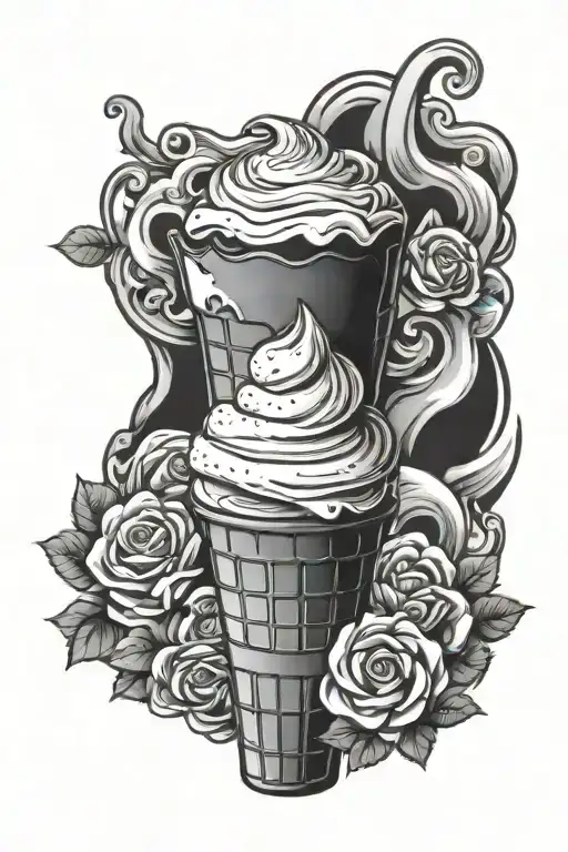 Hungarian chimney cake cone ice cream tattoo design idea