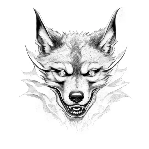 sideways facing cerberus tattoo design idea