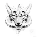 sideways facing cerberus tattoo design idea