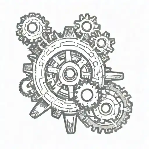 gear with one human tooth tattoo design idea