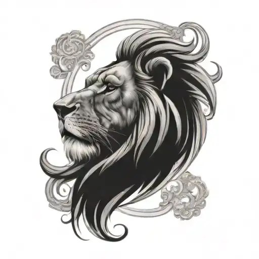 lion and catholic  tattoo design idea