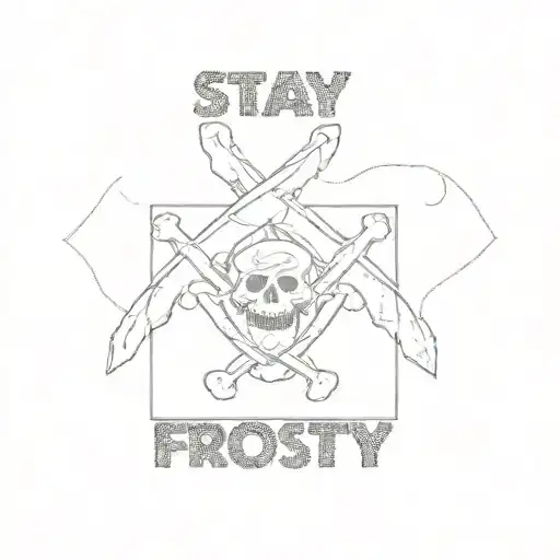 pirate flag and the logo for stay frosty tattoo design idea