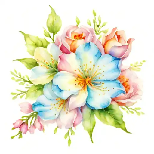 birthday month flowers blooming tattoo design idea