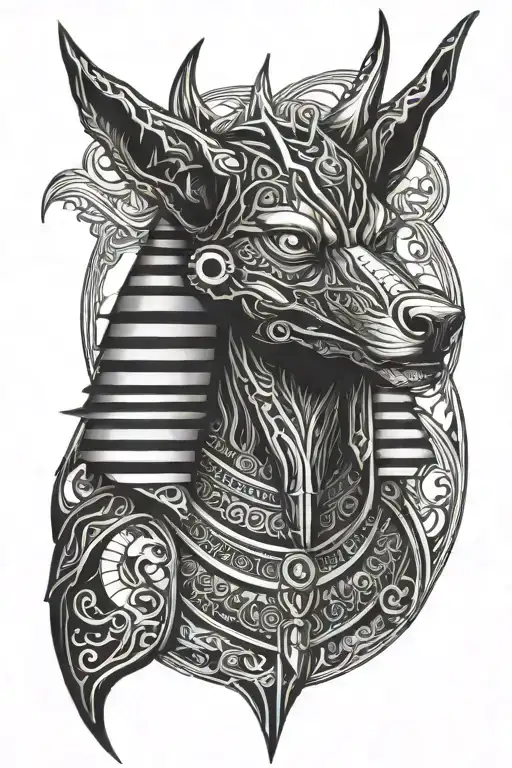 Anubis scary face tattoo design idea