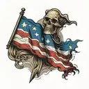 tattered american and cuban flag waving proudly tattoo design idea
