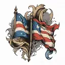 tattered american and cuban flag waving proudly tattoo design idea