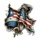 tattered american and cuban flag waving proudly tattoo design idea