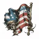 tattered american and cuban flag waving proudly tattoo design idea