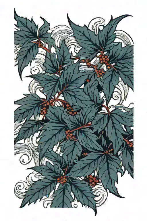 wind , water Japanese maple leaves tattoo design idea