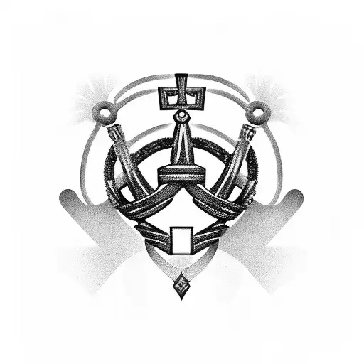 A crown intertwined with Greek mythology symbols like a thunderbolt and a laurel wreath tattoo design idea