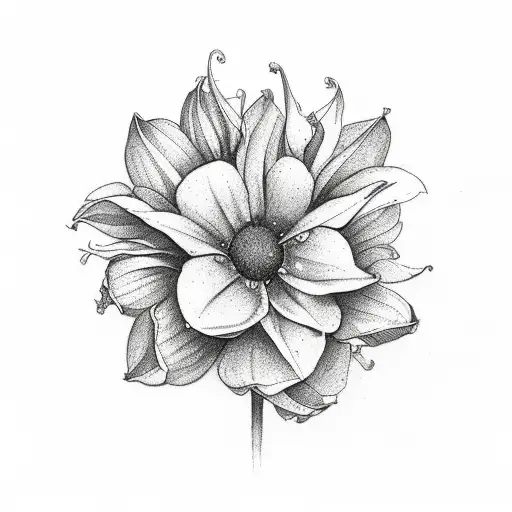 December, January, November, April, August birth flowers in a bouquet tattoo design idea