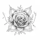 December, January, November, April, August birth flowers in a bouquet tattoo design idea