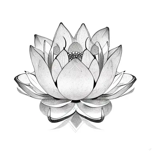 Sketch "Lotus Flower Vine" Tattoo Idea BlackInk AI