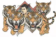 Jin & Jang and tiger in triangle  tattoo design idea