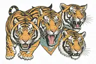 Jin & Jang and tiger in triangle  tattoo design idea