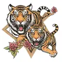 Jin & Jang and tiger in triangle  tattoo design idea