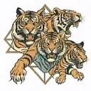Jin & Jang and tiger in triangle  tattoo design idea