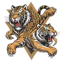 Jin & Jang and tiger in triangle  tattoo design idea