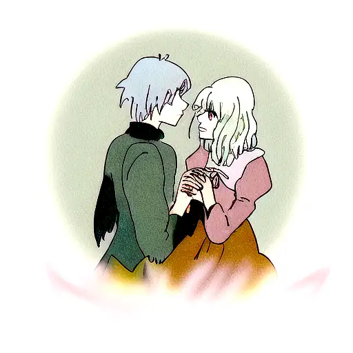 howls moving castle, howl and Sophies hands hovering one face down and the other facing up. calcifer between their hands tattoo design idea